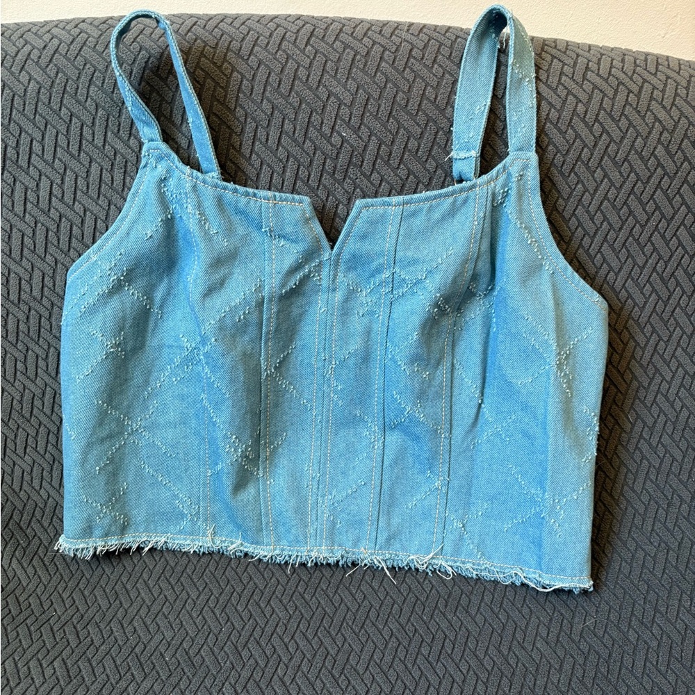 Blue jeans Fitted Crop Tank Top